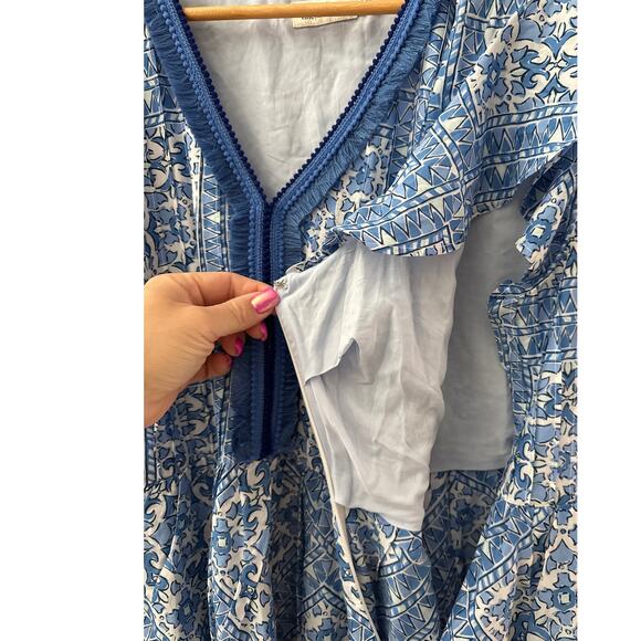 Vineyard Vines Plus Scarf Print Pintuck Mini Dress Blue & White Size XXL - Picture 10 of 10